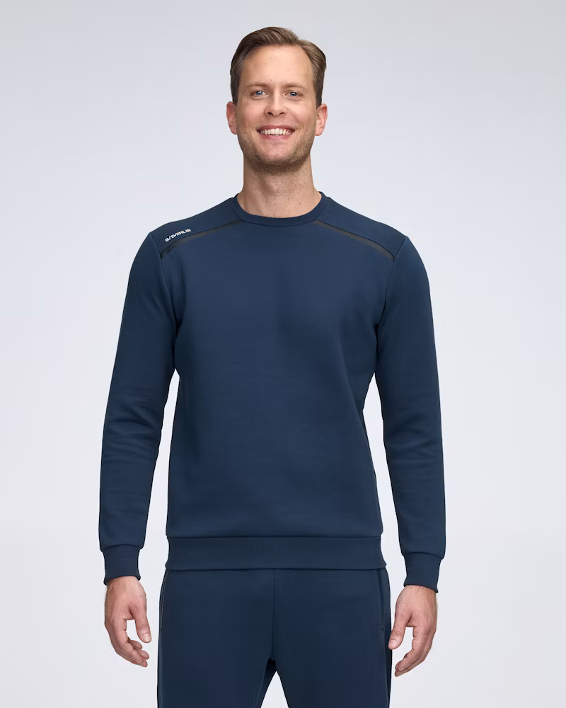 Bjorn Daehlie Pulover Oslo Navy – moški pulover z elastičnimi zaključki in izvezenim logotipom.