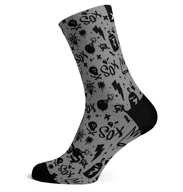 Sox nogavice doodle grey- visoke športne nogavice.